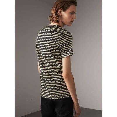 burberry spot and stripe print cotton t-shirt|Striped Cotton T.